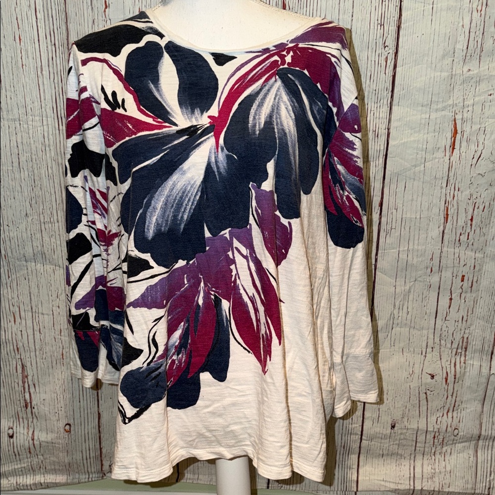 Chico's Multicolor Floral Long Sleeve Top